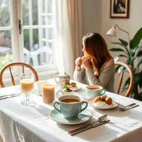 mesa posta para café da tarde